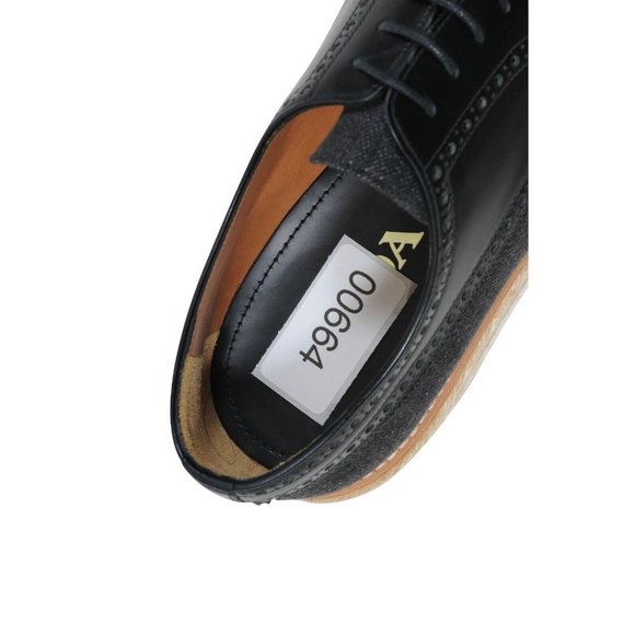 Prada Mens Wingtip Platform Espadrille Brogues US9 P8 Blue Denim Black Leather - Picture 8 of 8